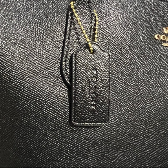 Coach Black Crossgrain Leather Zip Tote Shoulder Bag 4454 - Picture 4 of 16